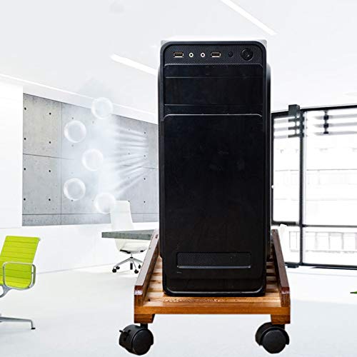 Soporte para CPU de escritorio Liudan con barandilla de tres lados y ruedas móviles para torre de procesador central miniatura 6
