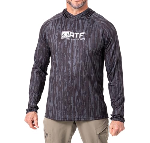 Realtree Men's Camo Sun Hooded Shirts, Lightweight, Breathable for