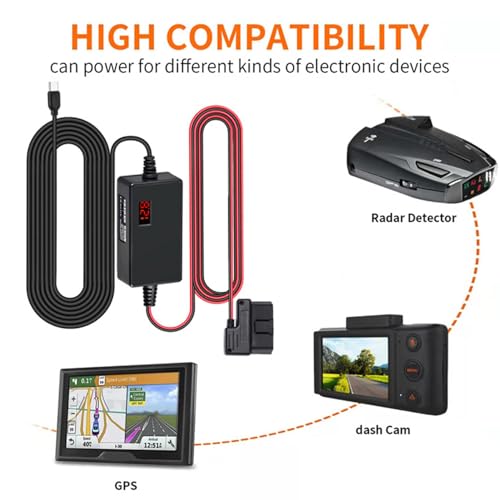 Cable de monitoreo de estacionamiento 12V a 5V 3A con conector en ángulo izquierdo 5