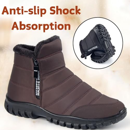 OrthoFit Winter Ankle Boots Mens Waterproof Snow Boots Fur Lined Warm Ankle Boots Zipper Closure Slip on Comfortable Walking Shoes4