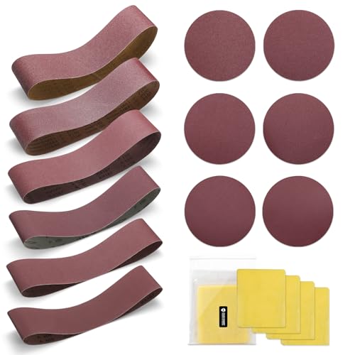 sainsmart 12pcs aluminum oxide 4x36 inch sanding belts 12pcs 6-inch sanding disc 6pcs wax and silicone free tack cloth sanding set for woodworking sander tools db30a