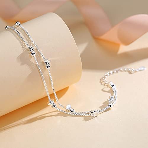 L.Karden Silver Bracelet for Women Jewellery,Sterling Silver Bracelet S925 Friendship Bracelets Star Cute Bracelets for Girs,Gift for Mom,Gift for Mothers Day