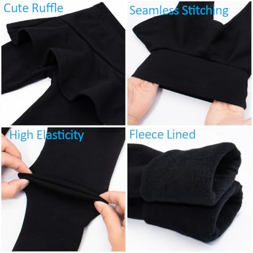Toddler Girls Fleece Lined Leggings with Skirt Winter Warm Elastic Velvet Stretchy Thick Tutu Footless Tights Pants3
