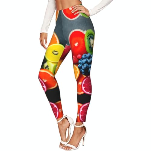 Leggings de compresión para mujer evitan transparencias mallas suaves de estampado frutal