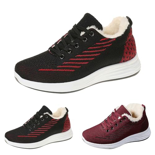 Générique Bottes de Neige Femme, Basket d'hiver Confortables, Chaussures À Lacets de Sport Fourrées Chaudes, Basket Plates Antidérapantes Perforé, Boots...