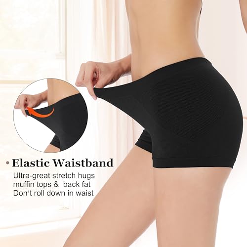 Boy Shorts Underwear for Women, Seamless Nylon Stretch No Show Boyshort Panties Boxer Briefs Packs3