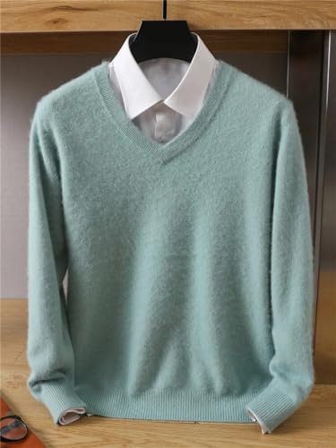 Men's Cashmere Sweater V-Neck Pullovers Knit Winter Tops Long Sleeve V-Neck Solid Color Business Jumpers3