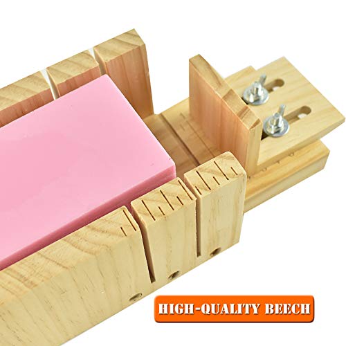 Image of Artcome Loaf Soap Making Cutting Mold Kit Multi-Function Adjustable Wood Soap Mold Set - Rectangular Silicone Mold Set with Stainless Steel Wavy & Straight Cutter