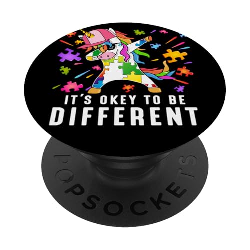 It's Okey To Be Different Unicorn Autism Awareness PopSockets PopGrip Intercambiable