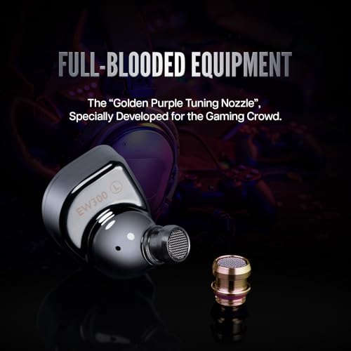Image of Linsoul SIMGOT EW300 1DD+1Planar+1PZT Hybrid Driver in Ear Monitor, Wired Earbuds IEM, Gaming Earbuds with Detachable Nozzles, Silver-Plated OFC IEM Cable for Audiophile Musician (EW300 HBB)