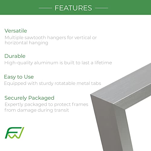 Frameworks 11”X14” Matted To 8”X10” – Deluxe Silver Aluminum Contemporary Picture Frame With Tempered Glass And Removable Mat #TOP3