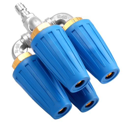 4 in 1 Quad Turbo Nozzle Pressure Washer Aluminum Alloy 4000 PSI Swivel Nozzle with 1/4 Inch Quick Connector 360° Rotating Pressure Washer