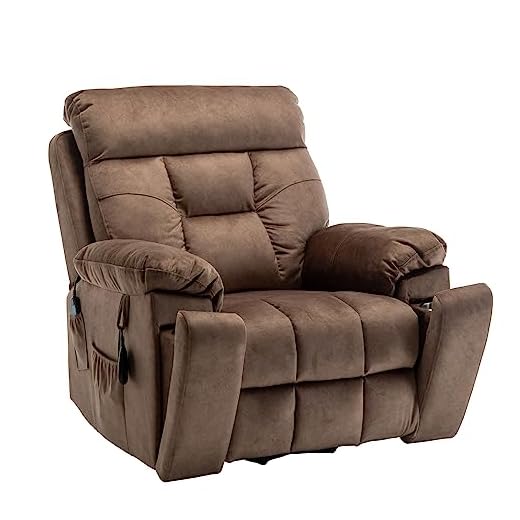JUUXO Power Lift Chairs for Elderly - Adjustable Height, Heat, Massage, Hidden Cup Holder, 26-inch Wide Seat - Ultimate Comfort Velvet Recliner - Lazy Boy Reclining Chair