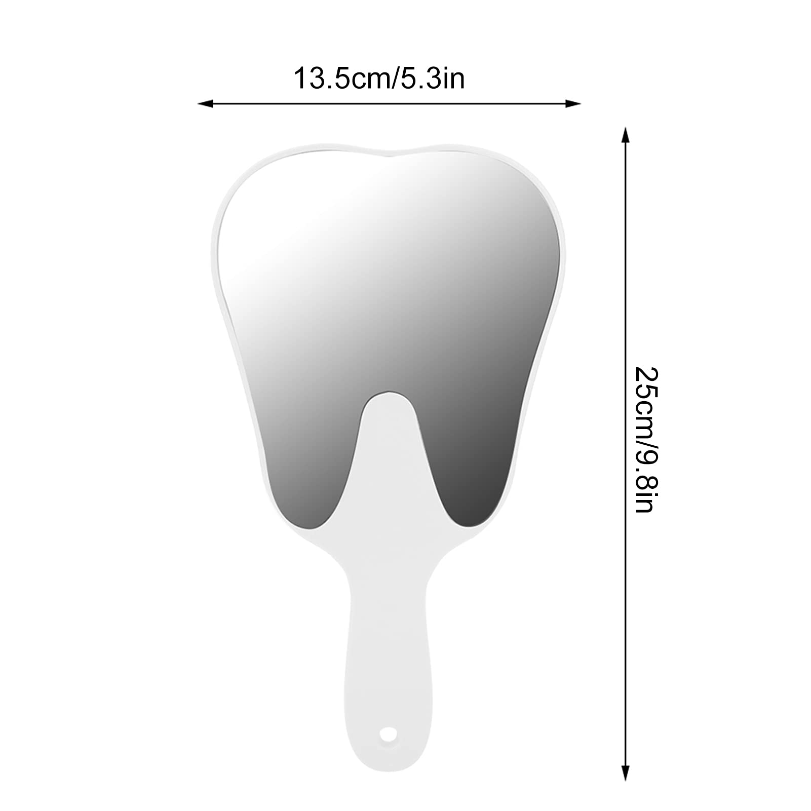 Espejo De Mano En Forma De Diente Espejo De Maquillaje Lindo Espejos Dentales De Plástico De Mano Con Mango Espejo De Mano Cosmético Para Mujeres Hombres Accesorio Dental(White)