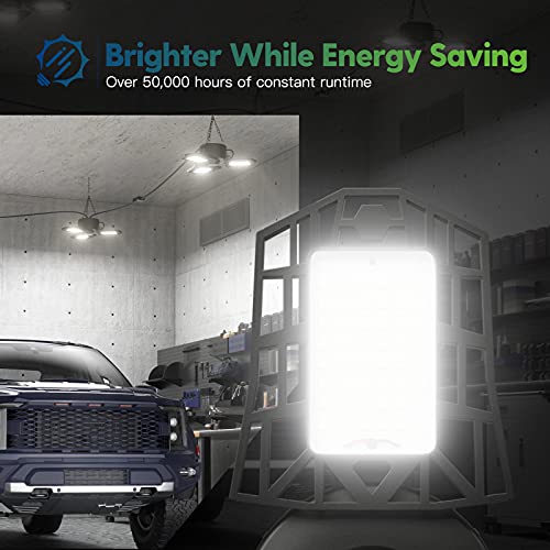 Freelicht 2 Pack Plug In Garage Lights, Deformable Led Shop Light With 3 Adjustable Panels, 60W 6000Lm 6500K, Linkable Garage Ceiling Light Fixtures, For Garage, Basement (Built-In On/Off Switch) #TOP1
