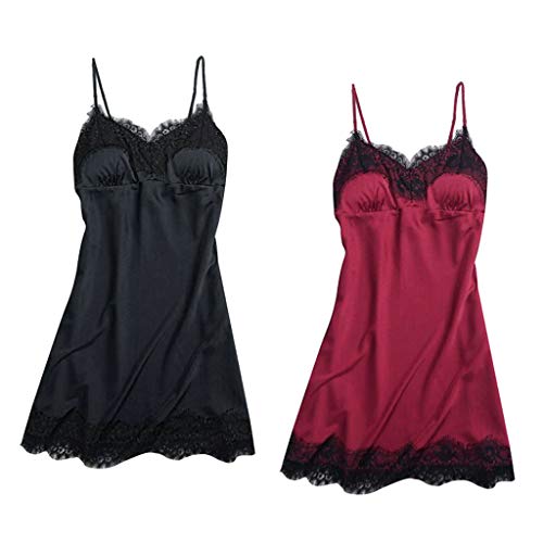 Serenable 2 PCS Feminino Decote Em V Pijama Roupa De Dormir Lingerie