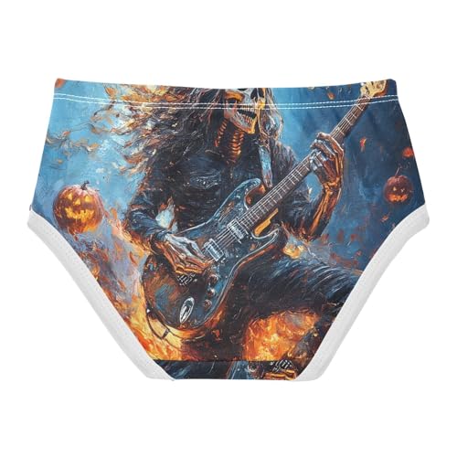 Skull Man Plays Guitar Funny Cute Panties Girl Toddler Underwear Custom Cotton Pattern Briefs Kids Undies 2t2