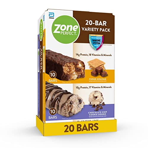 Zoneperfect Protein Bars, 10-14G Protein, 17-18 Vitamins & Minerals, Nutritious Snack Bar, Variety Pack, Chocolate Chip Cookie Dough, Fudge Graham, 20 Bars #TOP9