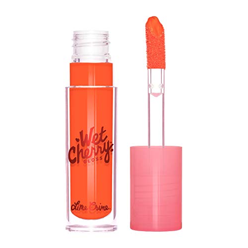 Lime Crime Wet Cherry Lip Gloss, Tangy Cherry - Blazing Orange - High Shine, Non-Sticky Gloss - Cherry Scent - Lightweight Ultra Glossy Sheen - Won't Bleed or Crease - Vegan - 0.1 fl oz