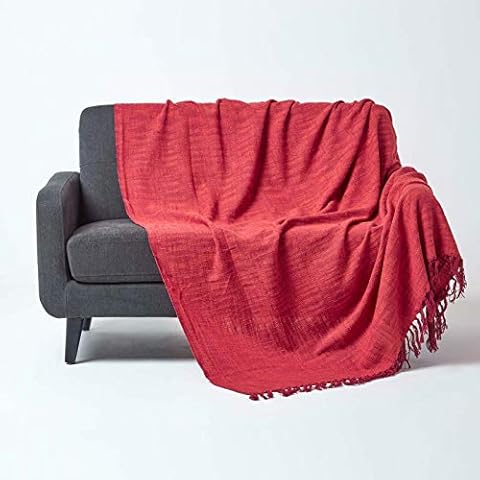 Homescapes Tagesdecke Nirvana, rot-orange, Wohndecke/Sofaüberwurf aus 100% Baumwolle Cover