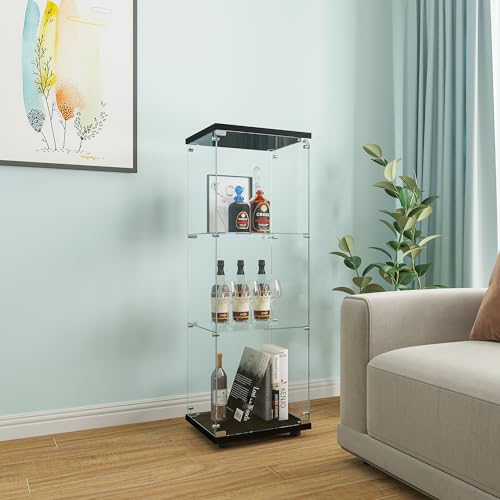 Image of Beauty4U Black Glass Display Cabinet, 3-Shelf Curio Cabinet