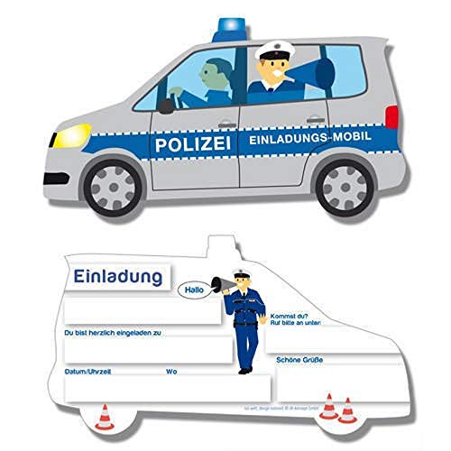 Einladungskarten "Polizei" 6er Pack