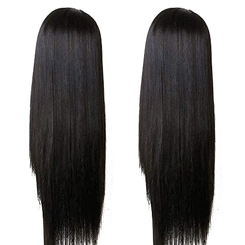 Timanzo VVAN-M-S2-24 Long Straight Remy Hair Wigs Natural Black Heat Resistant Fiber Hair Full Machine Wig With Bangs Cosplay Party Wig thumb #5