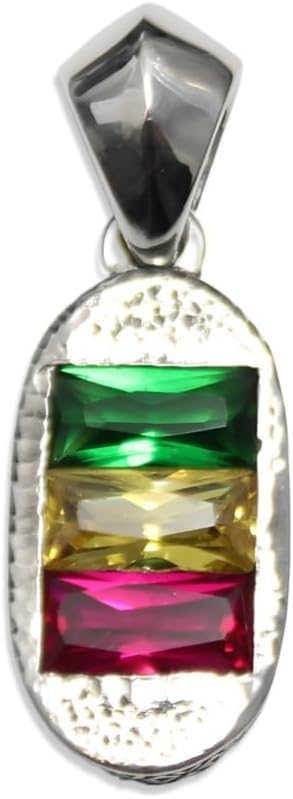 Generic COSUMOSU African Rasta Ethiopian flag colors 925 sterling silver Pendant for men