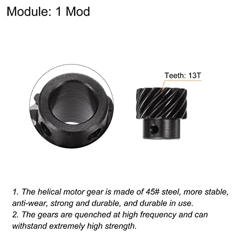 Uxcell 10Mm Inner Aperture 13T Helical Bevel Gear 1 Mod Hardened 45# Steel Spur Diff Differential Motor Spiral Bevel Gear Parts Accessories, Right Direction #TOP2