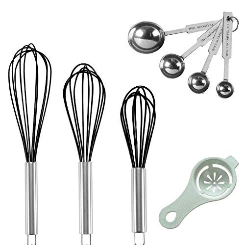Stainless Steel Whisk Whisk Set 81012 Wire Whisk for Cooking Blending Beating Stirring Baking Black
