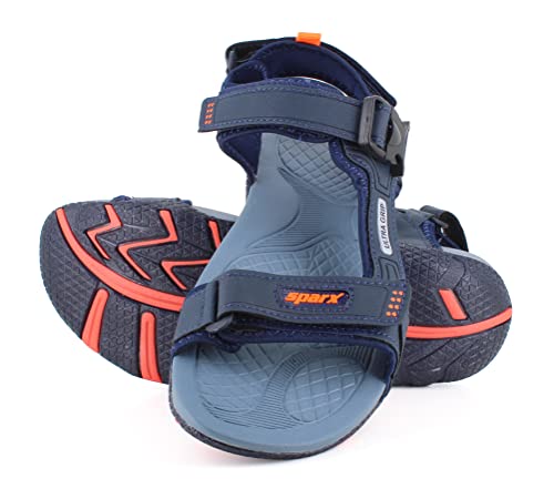Image of Sparx Men's Sandal, Navy Blue Neon Orange, 10 UK