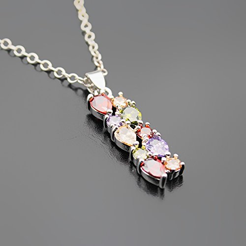 Classic Multi Gemstones Silver Sets, Amethyst Garnet Morganite Peridot (Pendant) #TOP1