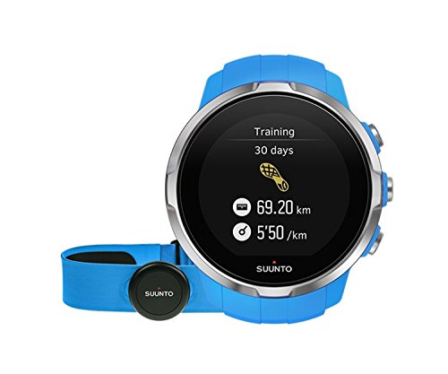 Suunto Unisex Sport Digital Quartz Display Watch, Blue Silicone Band, Round 50mm case
