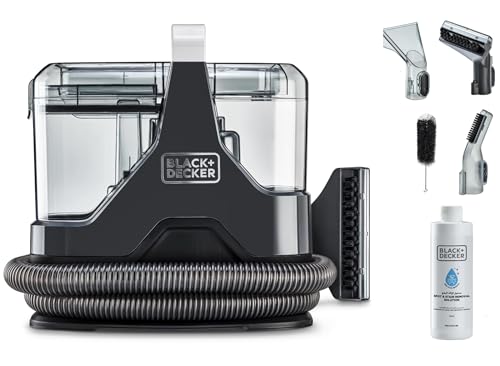 BLACK+DECKER 600W Multisurface Spot Cleaner for Carpet Sofa Upholstery Stairs & Car Interior | Stain Remover with Dual Tank System 5 Attachments Cleaning Solution Black | BHSC600C-B5