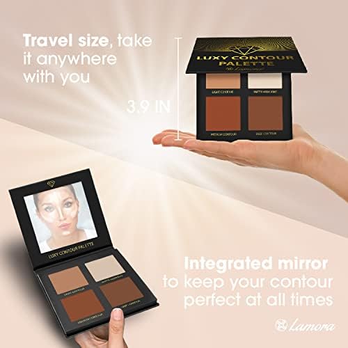 Contour Pallet Makeup Powder Contour Kit - Contour Palette With Mirror - 4 Highly Pigmented Matte Colors For Contouring And Highlighting - Vegan, Cruelty Free And Hypoallergenic