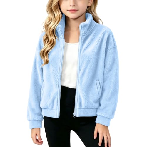 Piuwrlz Girls Fuzzy Fleece Zip Up Jacket with Stand Collar - image 4