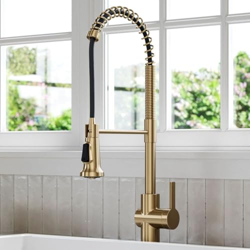 KRAUS-Britt-2nd-Gen-Commercial-Style-Pull-Down-Single-Handle-Kitchen-Faucet-in-Spot-Free-Antique-Champagne-Bronze-KPF-1691SFACB KRAUS Britt 2nd Gen Commercial Style Pull Down Single Handle Kitchen Faucet in Spot Free Antique Champagne Bronze KPF 1691SFACB