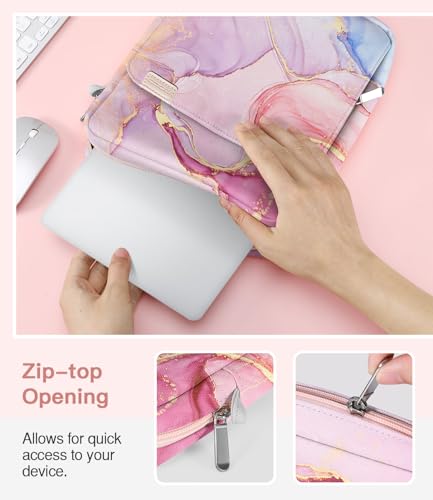 Image of MoKo 13.3-14 Inch Laptop Sleeve Bag Fits Mac Neo 13-inch A18 Pro, Mac Pro 13.3 inch M2 2022 /M5 /M5 Pro /M5 Max 14.2 inch 2026, Mac Air 13.6 inch M5 2026, Handle Carrying Case with Shoulder Strap, Cloudy Pink