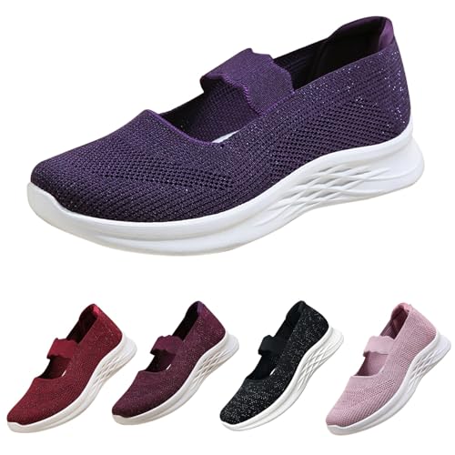 Women's Mary Jane Shoes Mesh Breathable Soft Shoes Woven Knitted Loafers Anti Slip Orthopedic Walking Loafers Arch Support Sneakers2
