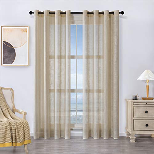 MRTREES Cortinas de Dormitorio Comedor Salon Cocina Salón 2 Piezas 140×245cm(An×L) Marrón Translúcida Moderna de Color Liso con Hebilla para Ventanas Sala para Niños Sala Comedor Baño