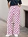 WSPLYSPJY Women's Casual Checkered Pants Elastic Waist Comfy Loose Wide Leg Pants with Pockets,XS - XXL Y-Pink and White M