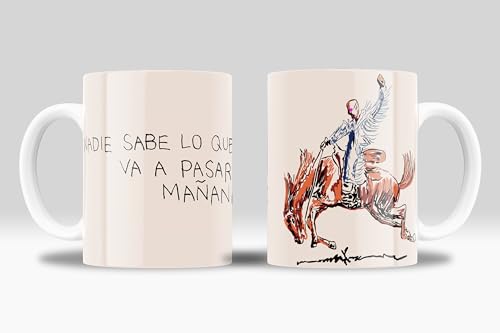 Taza Bad Bunny 'Nadie sabe lo que pasara mañana' - Regalo para fans del cantante Bad Bunny | Cerámica 350ml (Bad Banny - Caballo y Letra)