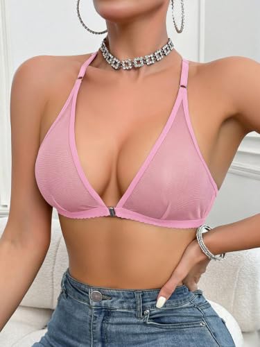 Image of SOLY HUX Women's Sheer Mesh Bralette Front Closure Bras