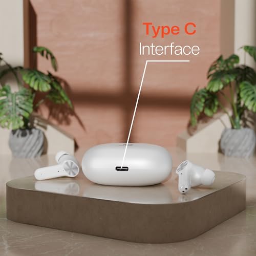 Image of JUST CORSECA Sounddrum Wireless Earbuds | Bluetooth 6.0 | 10mm Dynamic Drivers | 40H Playtime | Type-C Fast Charging | Smart Touch Control | Deep Bass & Clear Calls | Lightweight TWS Earbuds (White)