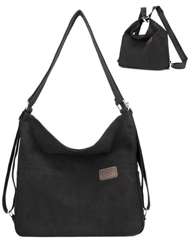 Image of Corduroy Tote Bag for Women Convertible Backpack Purse Crossbody Hobo Handbags for Women College Work Travel