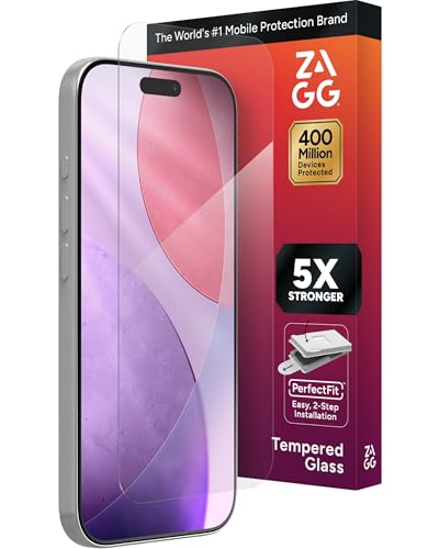 ZAGG Glass Elite Screen Protector for iPhone 17 Pro - 5X Stronger Tempered Glass, ClearPrint Technology for Smudge Free Clarity, Smooth Feel, Full Coverage, InvisibleShield, Easy Two-Step Installation