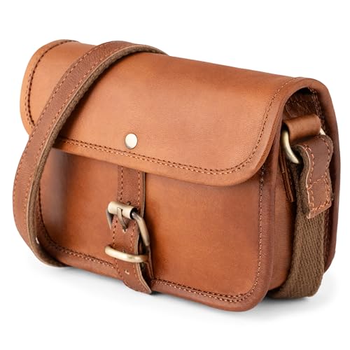 Berliner Bags Vintage Sac à Main Femme Bandoulière Malta, Petit Sac a Main en Cuir, Sacs Marron Femme - Marron
