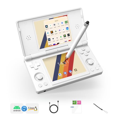 Image of Anbernic RG DS Dual System Handheld Game Console 32GB TF Card Preloaded, Android 14 + Linux Retro Gaming Console, Dual Screen 4 inch IPS Display, WiFi Bluetooth, Portable Emulator Console (Polar White)