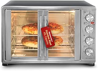 Elite Gourmet ETO-4510M French Door 47.5Qt, 18-Slice Convection Oven 4-Control Knobs, Bake Broil Toast Rotisserie Keep Warm, Includes 2 x 14