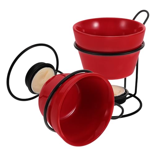 Ciieeo 2sets Ceramic Butter Warmer Cheese Fondue Melting Stove for Quick Chocolate Cheese Melting Removable Pot for Easy Cleaning for Entertaining Everyday Use